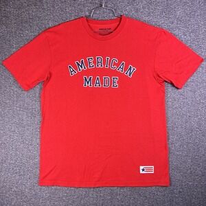 American Giant Shirt Mens XL Red Short Sleeve Flag Col. 100% Cotton USA Made